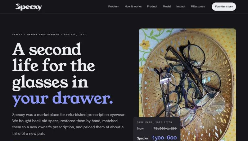 Specxy website: a second life for the glasses in your drawer
